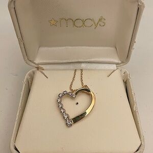 Macy’s yellow gold diamond heart necklace